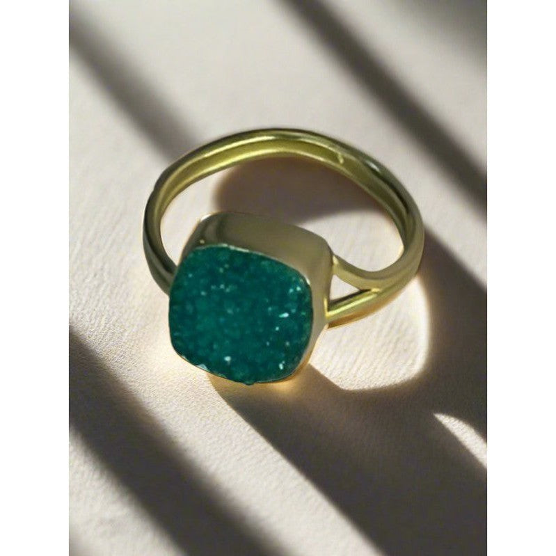 Modern Elegance: Handcrafted 18 Karat Gold-Plated Square Emerald Ring"
Paragraph