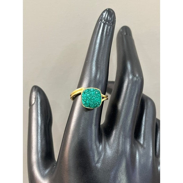 Modern Elegance: Handcrafted 18 Karat Gold-Plated Square Emerald Ring"
Paragraph