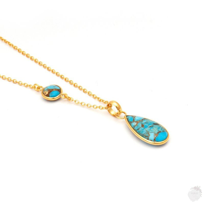 Mohave Copper Turquoise Double stone necklace