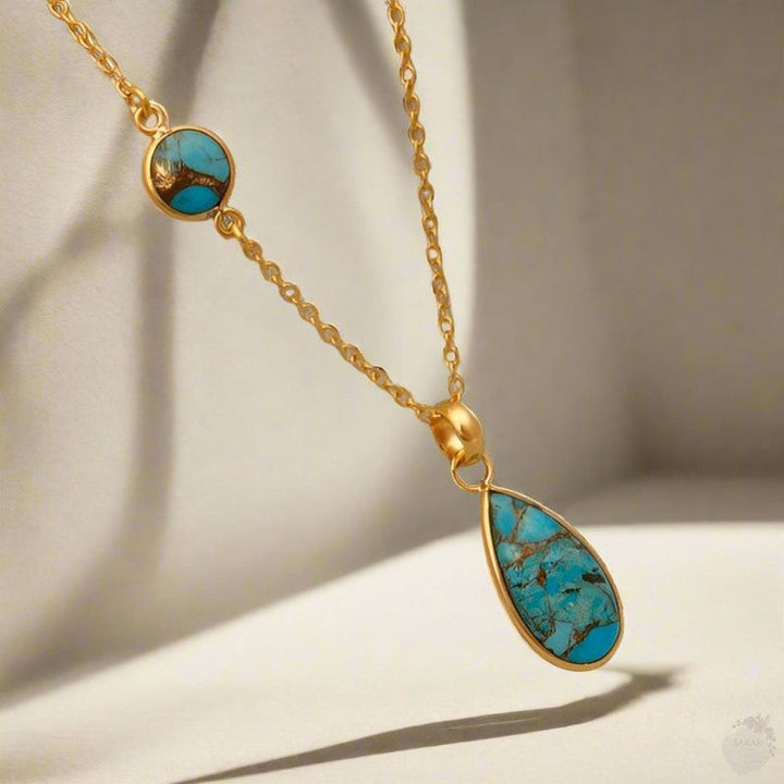 Mohave Copper Turquoise Double stone necklace