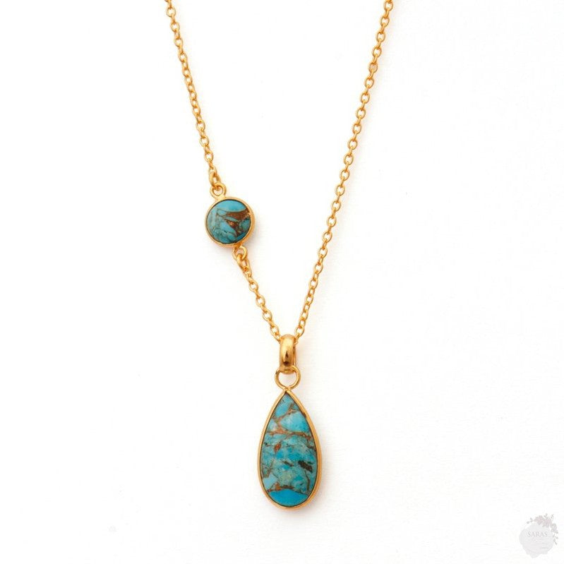 Mohave Copper Turquoise Double stone necklace