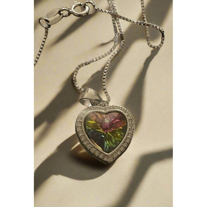 Multifaceted Love: Sterling Silver Love Multicolor Necklace