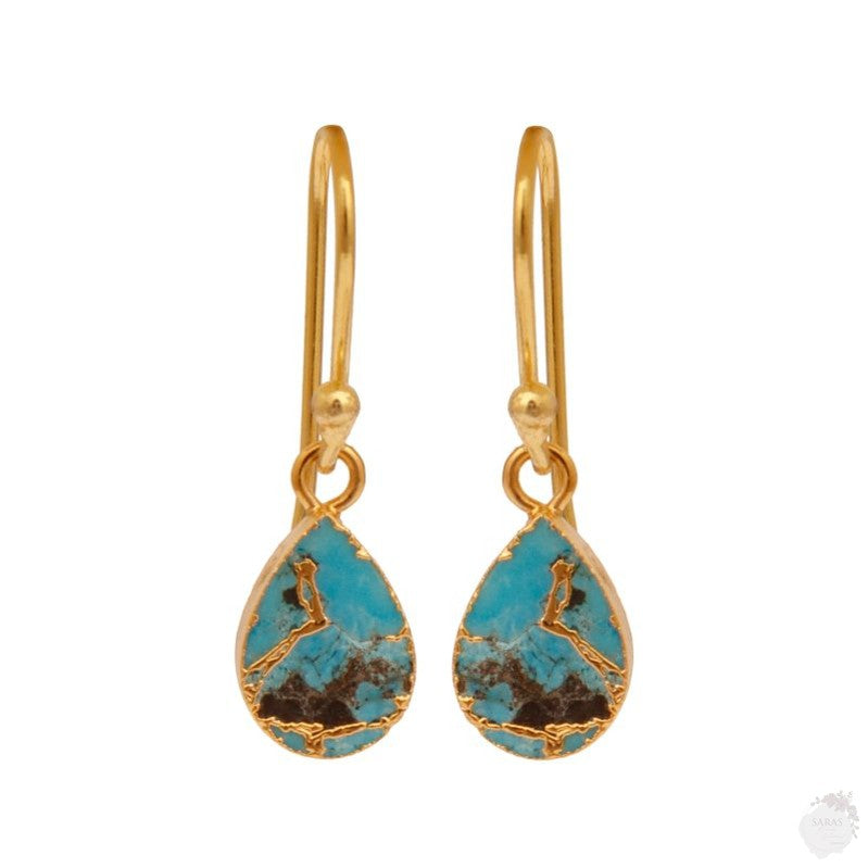 Pear Shape Blue Mohave Turquoise Hook Earring