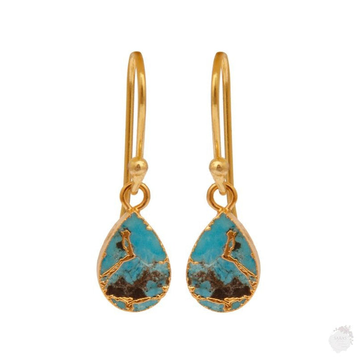 Pear Shape Blue Mohave Turquoise Hook Earring