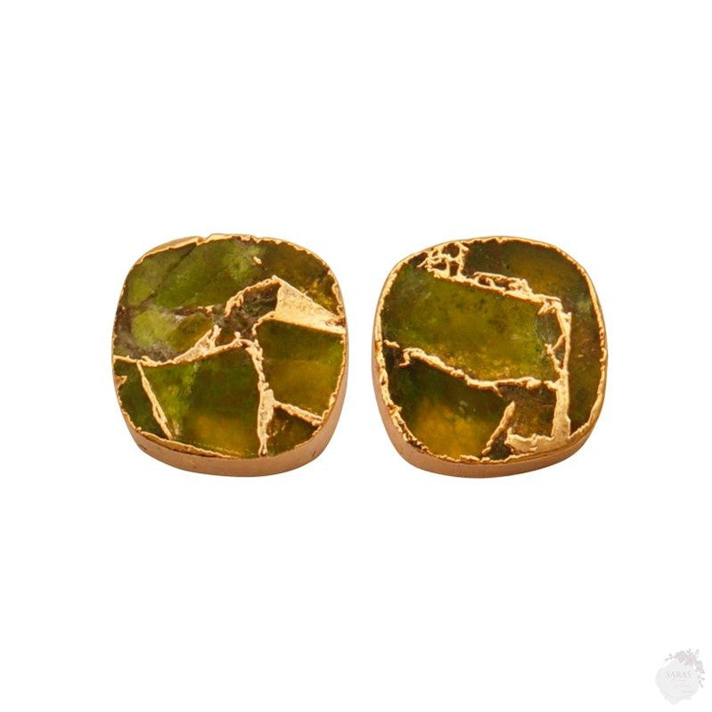 Peridot Copper Jade Mohave Gemstone Stud Earring