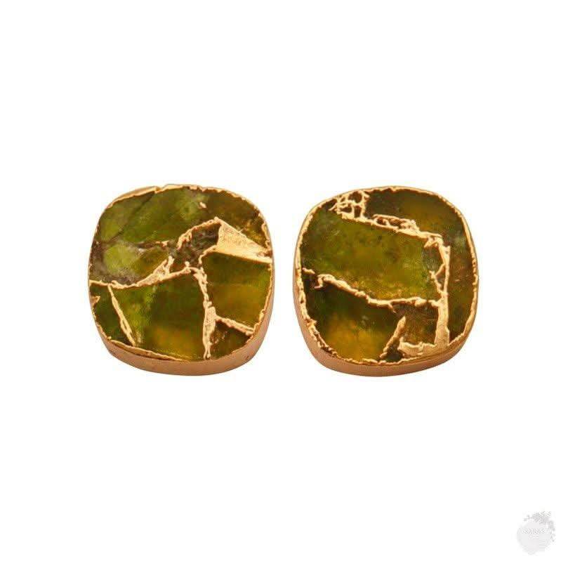 18K gold plated peridot copper jade studs handcrafted in the UK