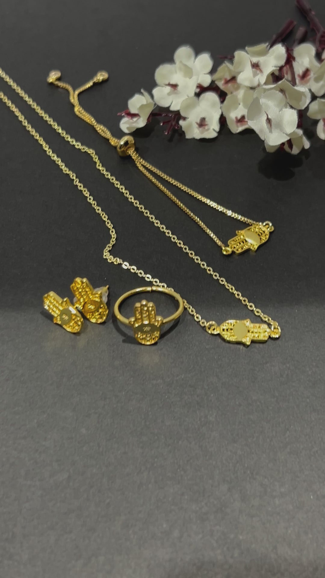 Golden Protection: Gold Plated Hamsa Hand Blessing FULL Set