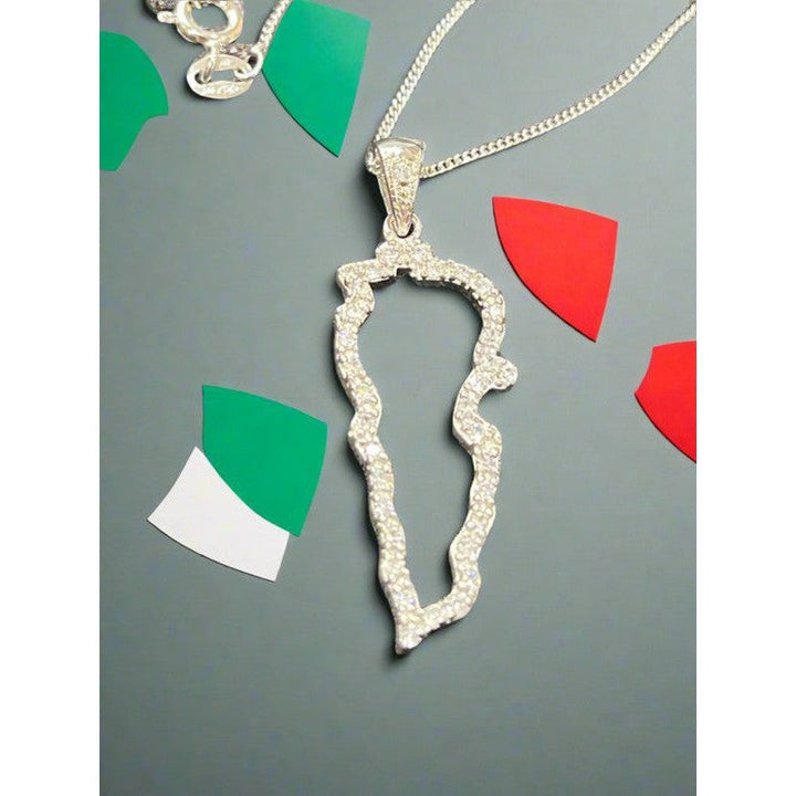 Pride and Unity: Rhodium-Plated Sterling Silver Lebanon Flag Necklace