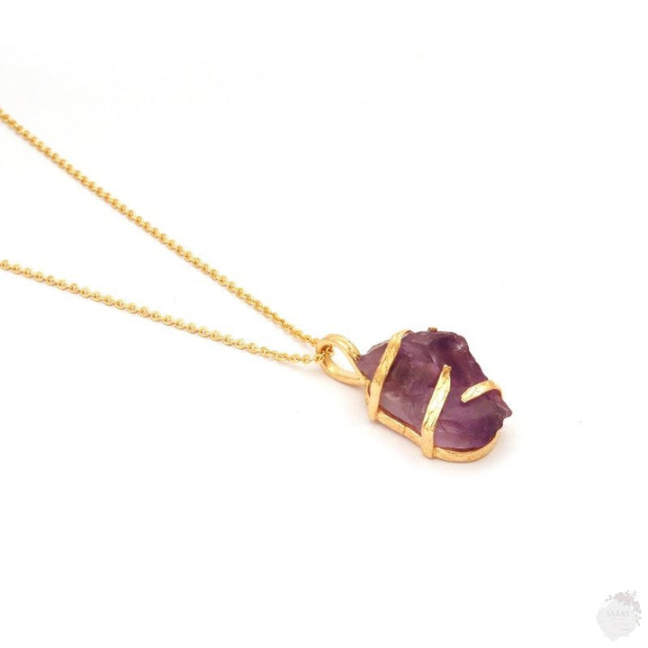 Purple Amethyst Raw gemstone necklace