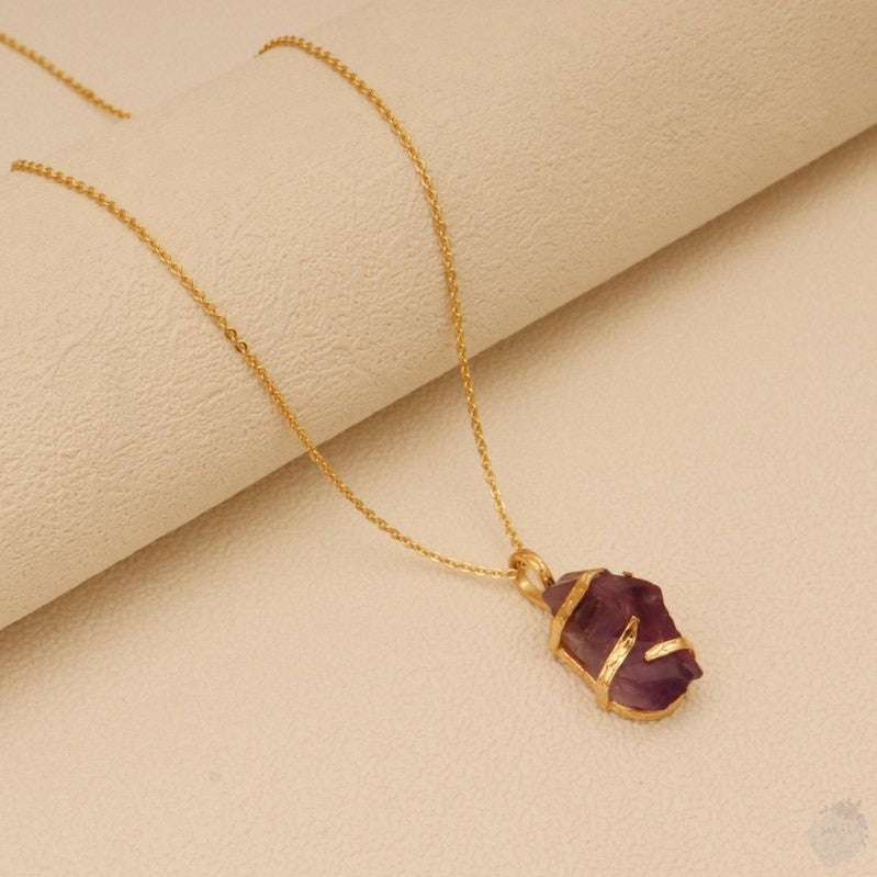 Purple Amethyst Raw gemstone necklace