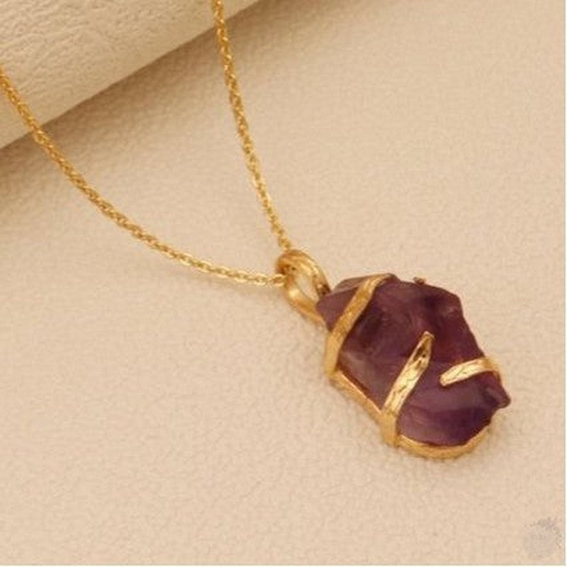 Purple Amethyst Raw gemstone necklace