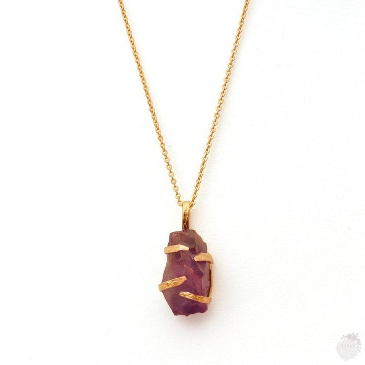 Purple Amethyst Raw gemstone necklace