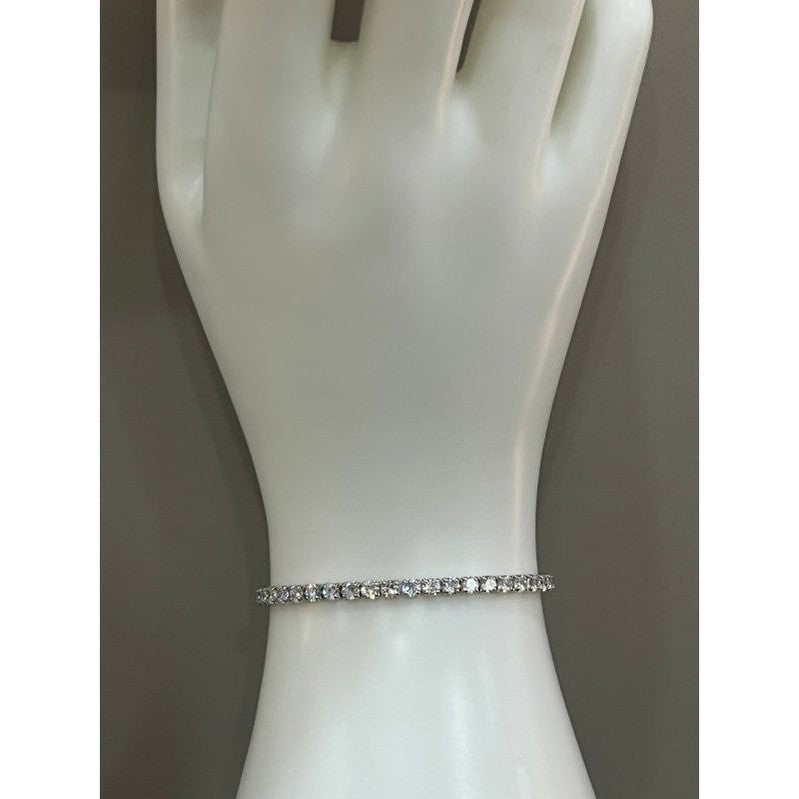 Radiant Gleam: Sterling Silver Tennis Elegance Anklet/Bracelet with Adjustable Halo Toggle Clasp