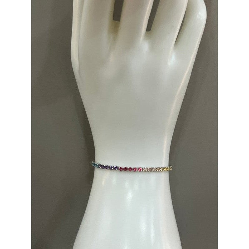 Radiant Gleam: Sterling Silver Tennis Elegance Anklet/Bracelet with Adjustable Halo Toggle Clasp