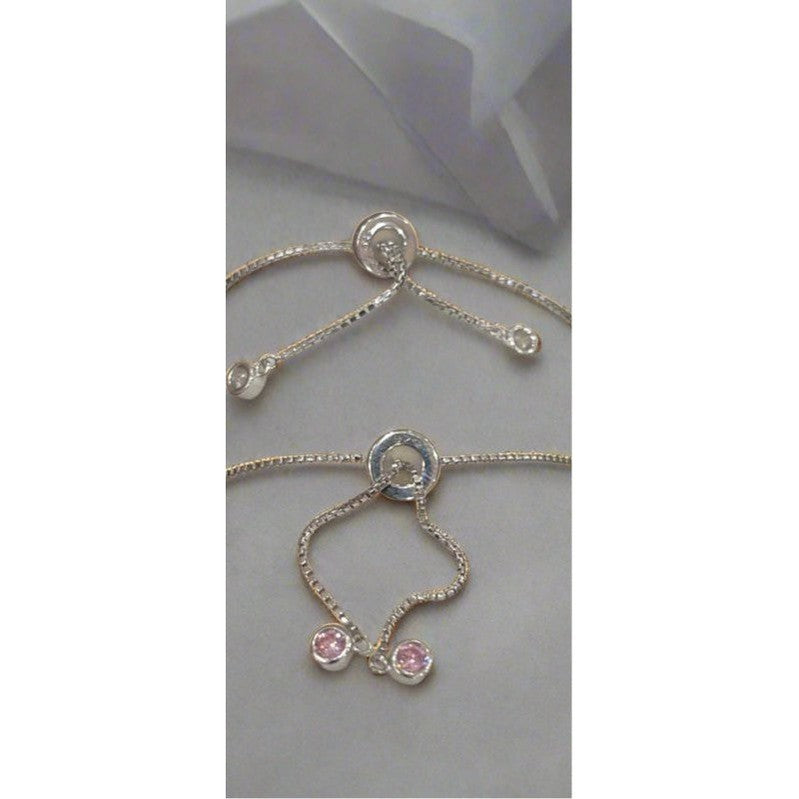 Radiant Gleam: Sterling Silver Tennis Elegance Anklet/Bracelet with Adjustable Halo Toggle Clasp