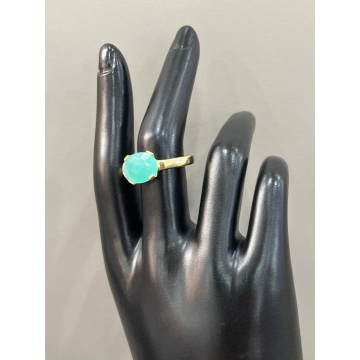 Radiant Glow: Handmade 18 Karat Gold-Plated Aqua Chalcedony Ring