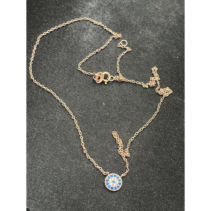 Rose Gold Necklace with Evil Eye