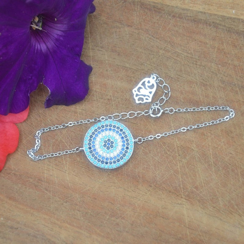 Round Evil Eye Bracelet with Turquoise and Sapphire