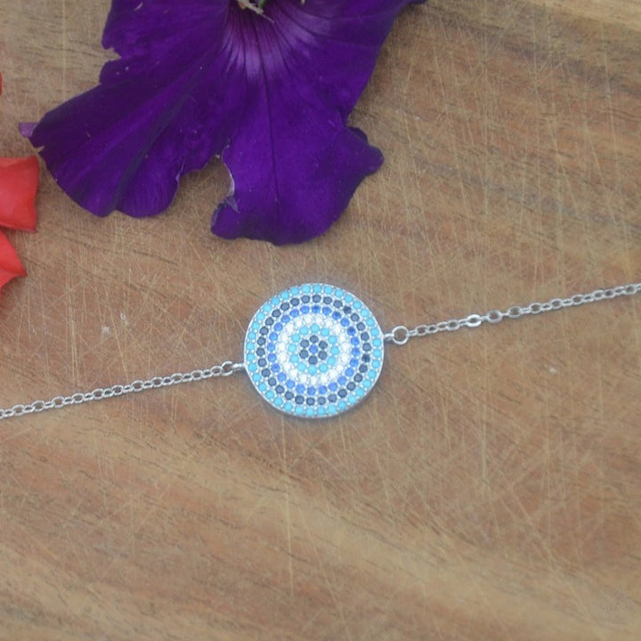 Round Evil Eye Bracelet with Turquoise and Sapphire