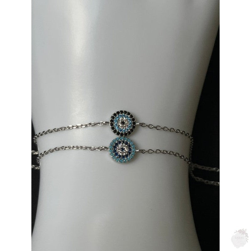 Round Evil Eye Silver Bracelets Collection