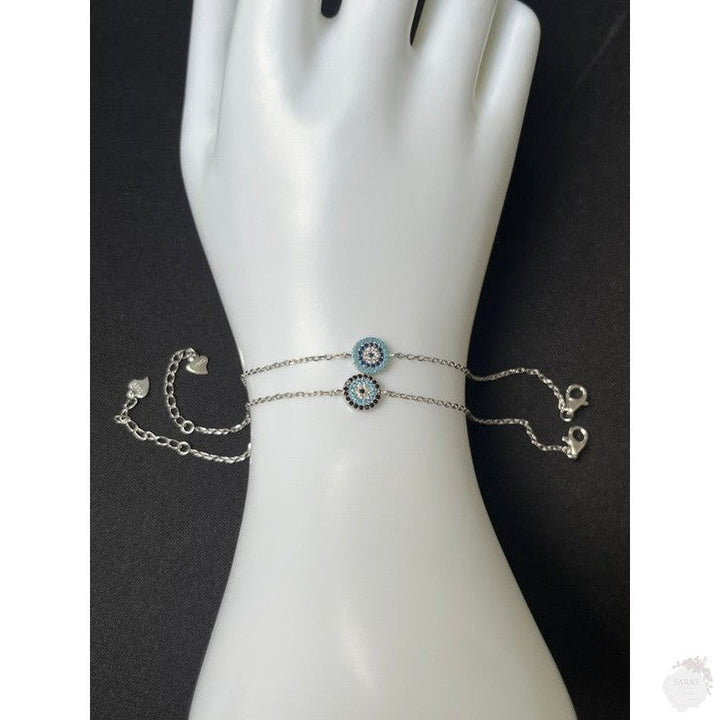 Round Evil Eye Silver Bracelets Collection