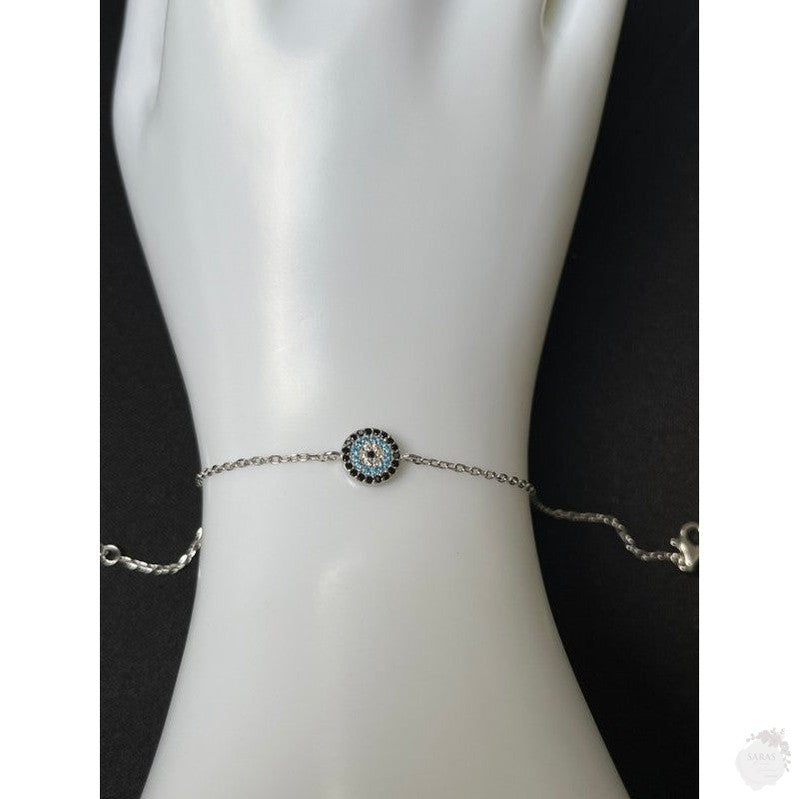 Round Evil Eye Silver Bracelets Collection