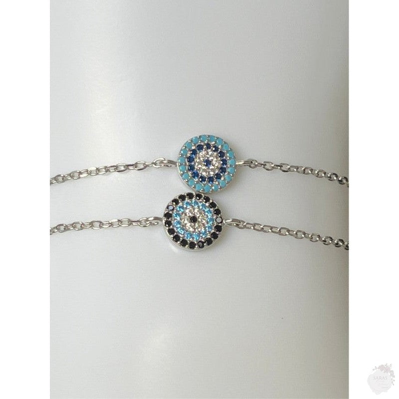 Round Evil Eye Silver Bracelets Collection