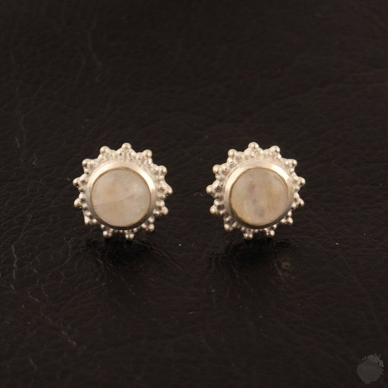 Round Turquoise and Moonstone Stud