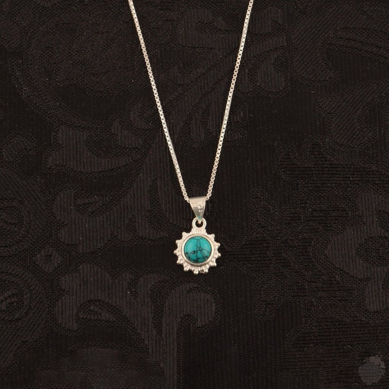 Round Turquoise Silver Pendant