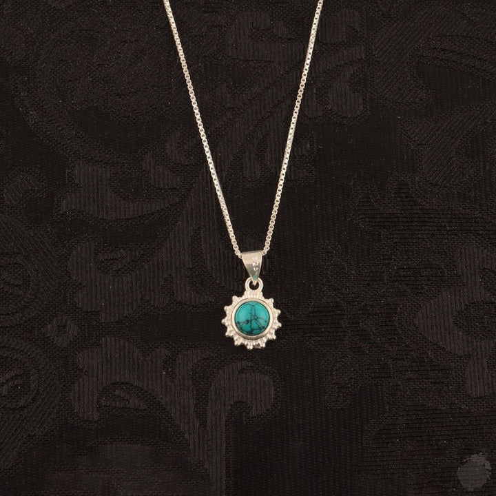 Round Turquoise Silver Pendant