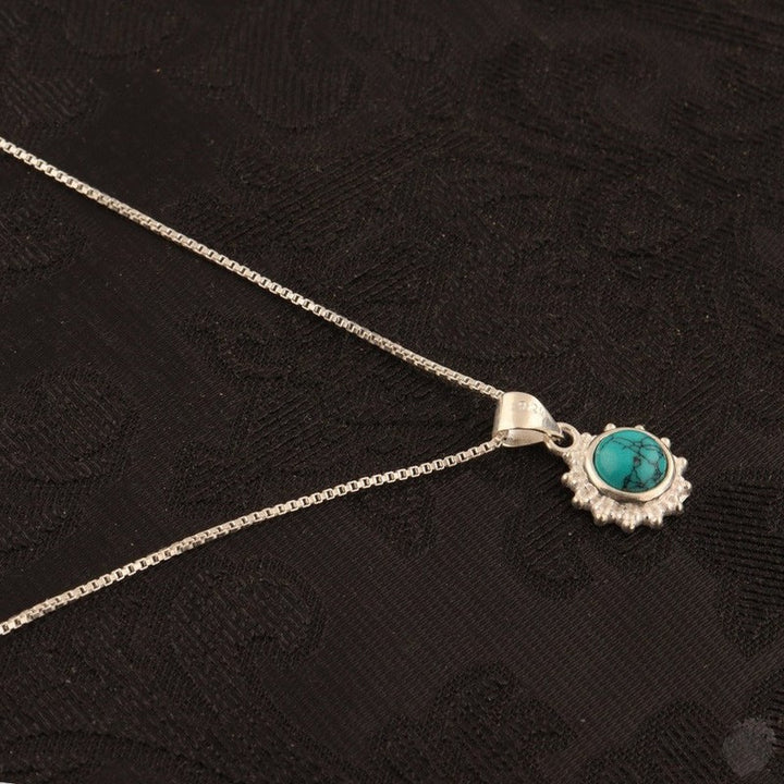 Round Turquoise Silver Pendant