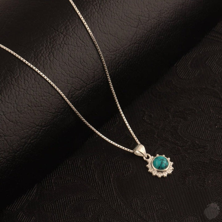 Round Turquoise Silver Pendant