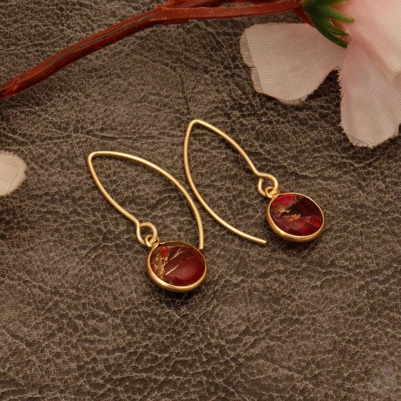 Ruby Jade Copper Turquoise French Hook Earring