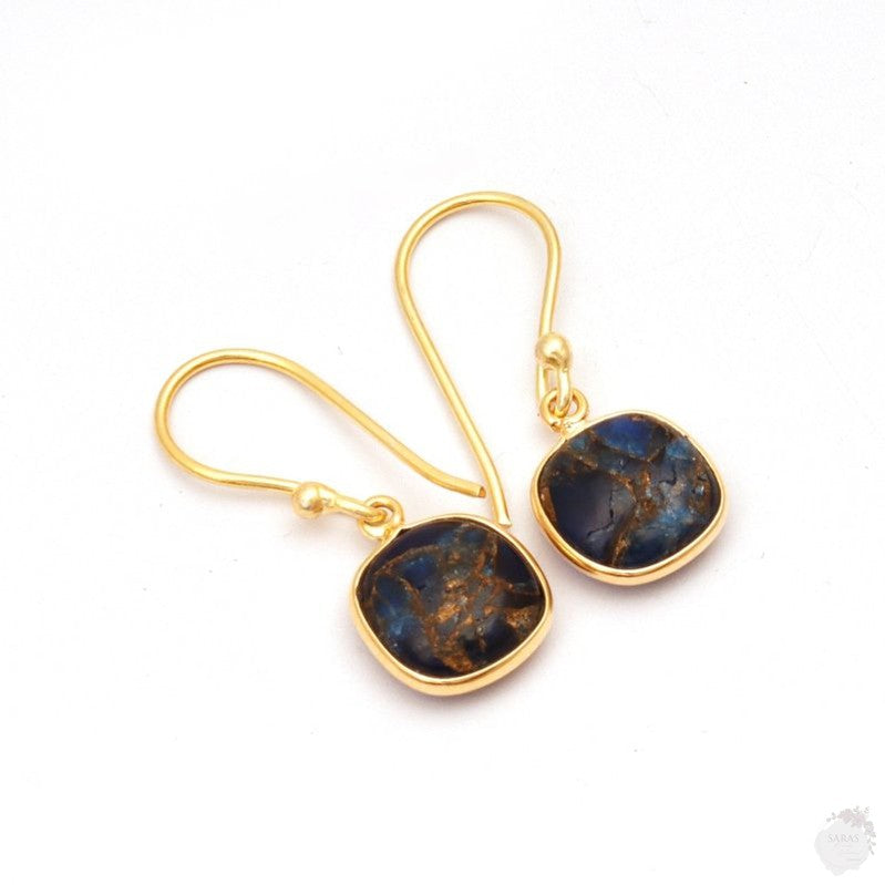 Sapphire Copper jade Mohave Gemstone Hook Earring