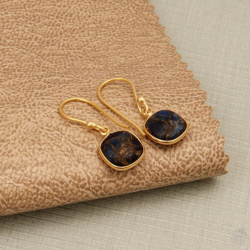 Sapphire Copper jade Mohave Gemstone Hook Earring