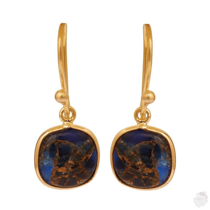 Sapphire Copper jade Mohave Gemstone Hook Earring