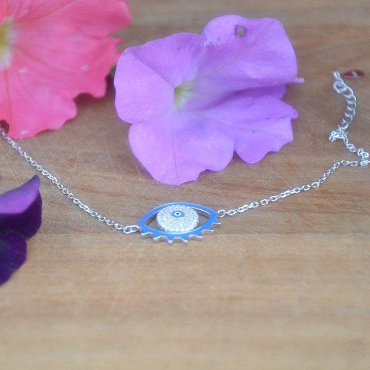 Silver Blue Borderline Evil Eye Bracelet