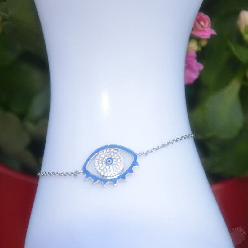 Silver Blue Borderline Evil Eye Bracelet