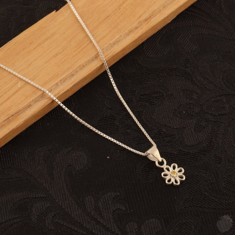 Silver Daisy Citrine Gem Pendant