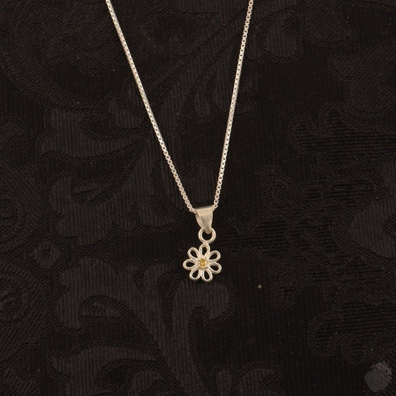 Silver Daisy Citrine Gem Pendant