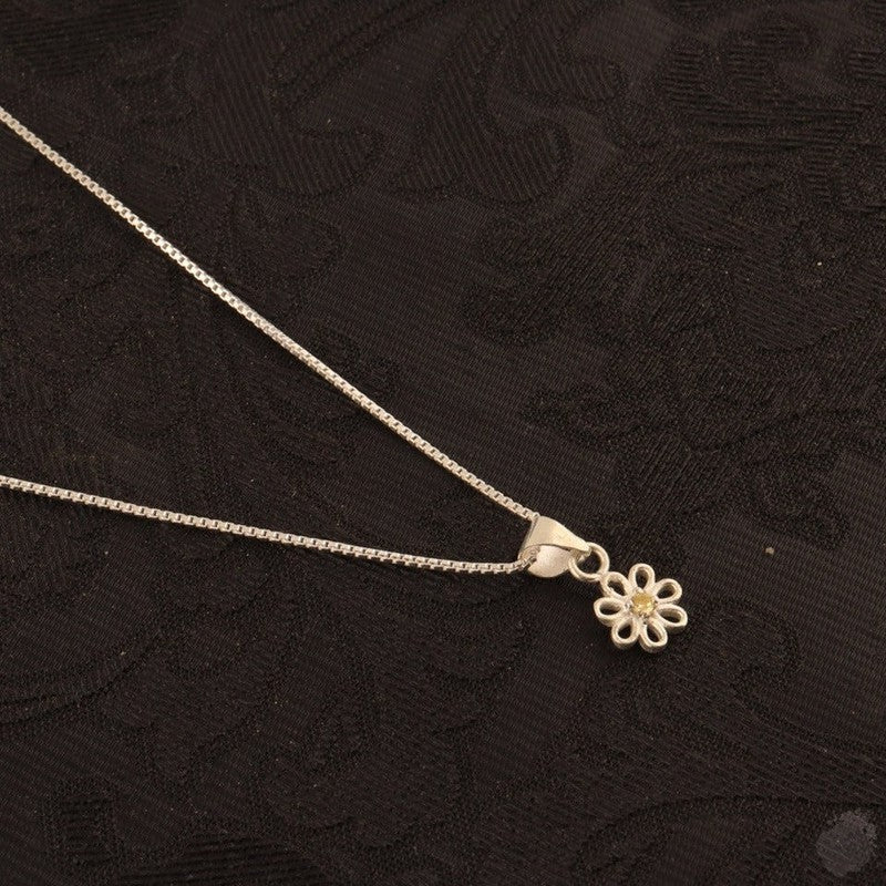 Silver Daisy Citrine Gem Pendant