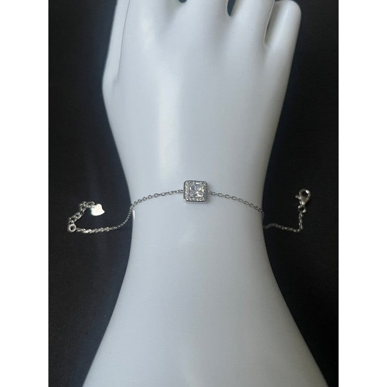 Square Diamond Sterling Silver Bracelet