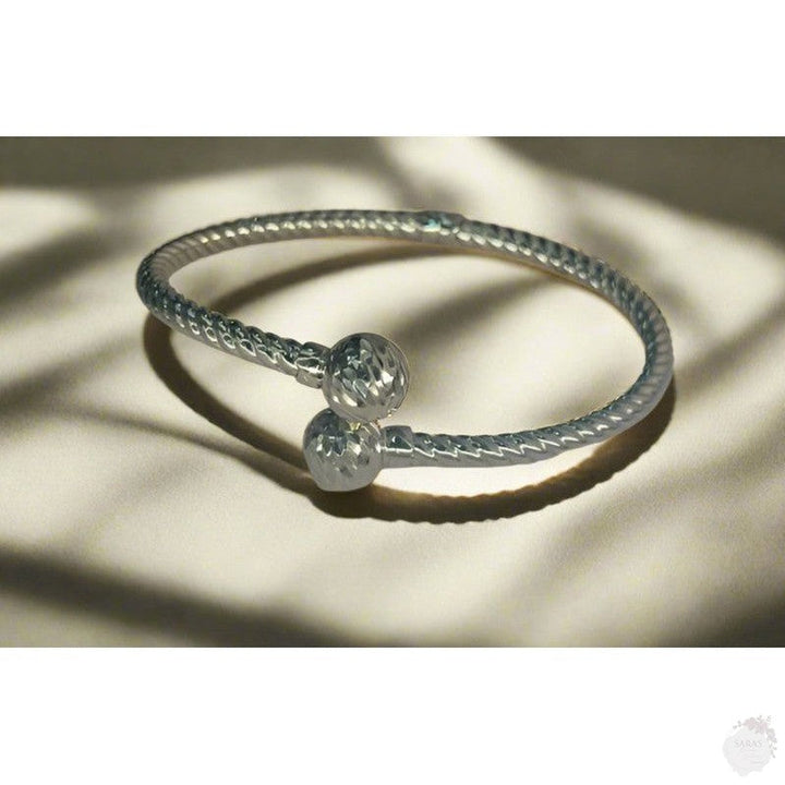 Starry Embrace: Sterling Silver Diamond Duo Bangle