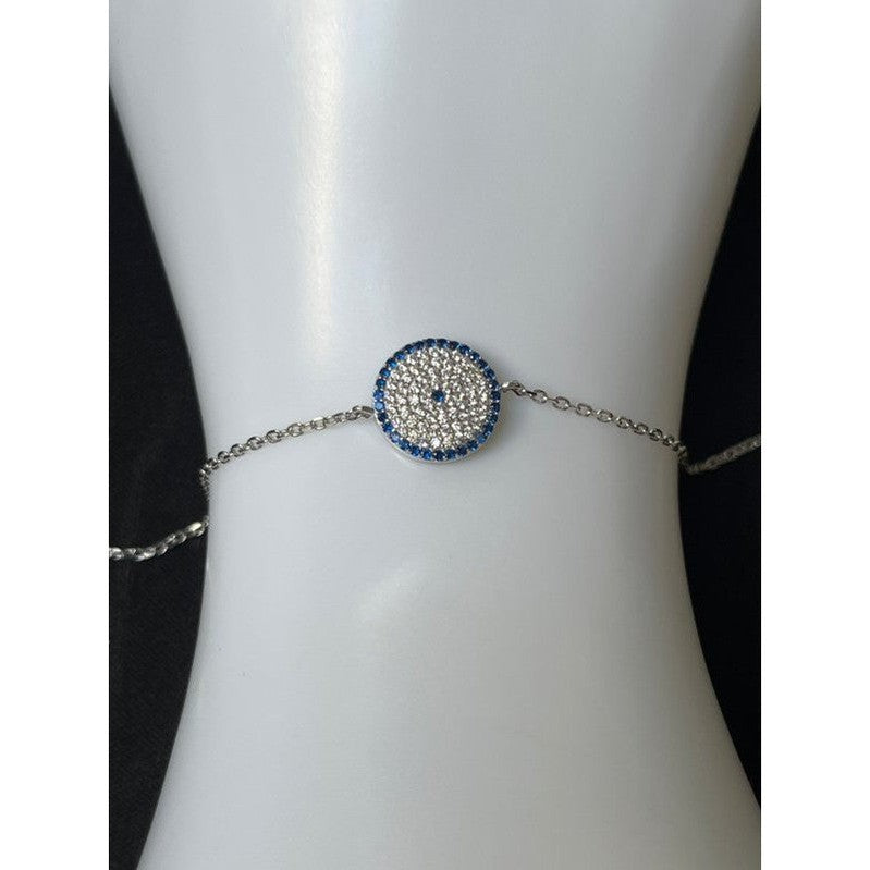 Sterling Silver Circle Bracelet with Blue Dot – A Modern Symbol of Unity