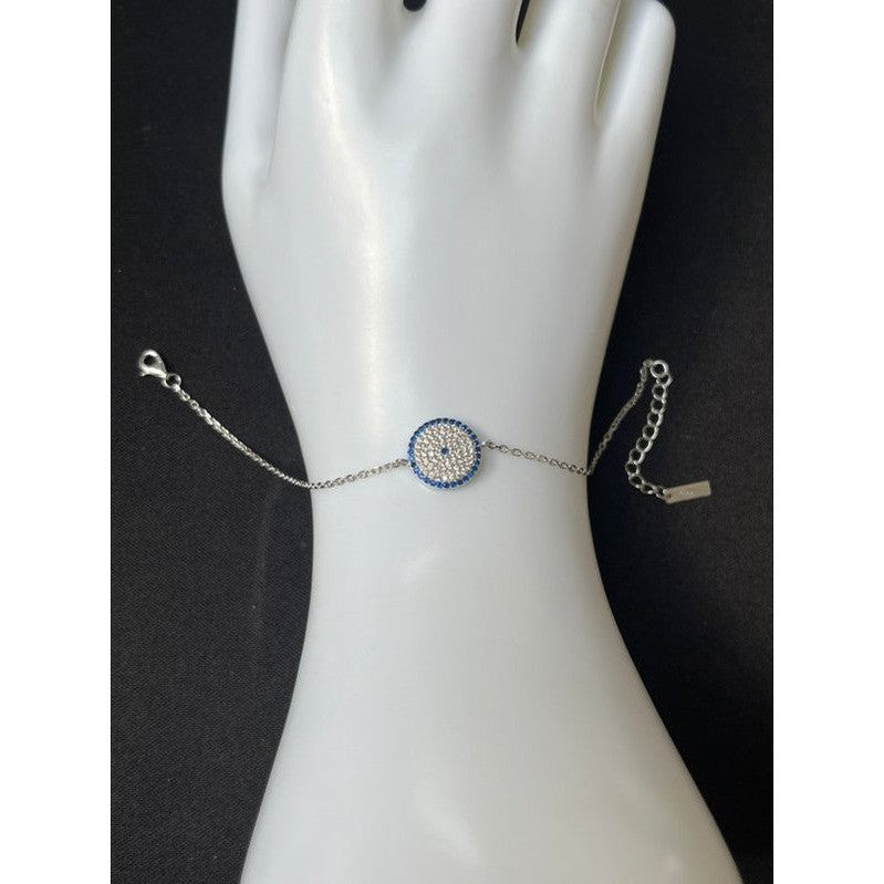 Sterling Silver Circle Bracelet with Blue Dot – A Modern Symbol of Unity