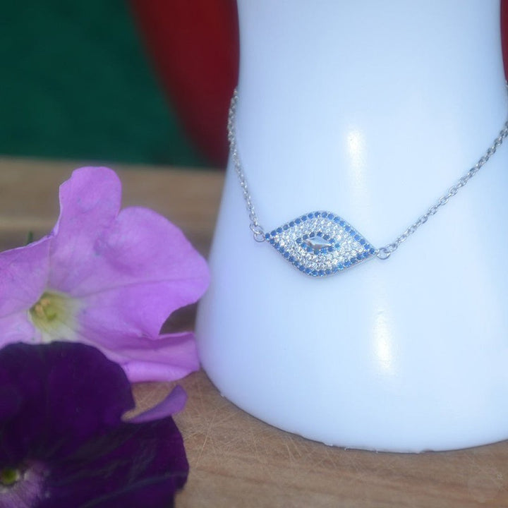 Sterling Silver Evil Eye Rhombus Bracelet