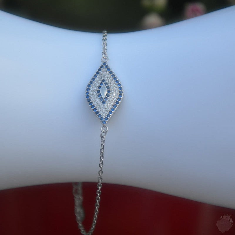 Sterling Silver Evil Eye Rhombus Bracelet