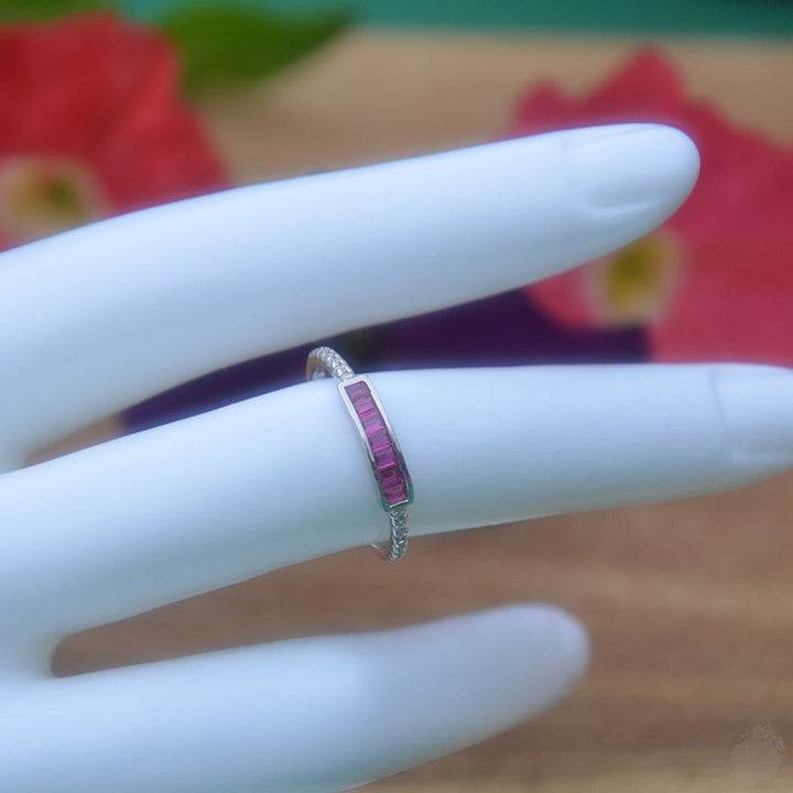 Sterling Silver Ring with Sapphire, Emerald, Ruby, and Zircon