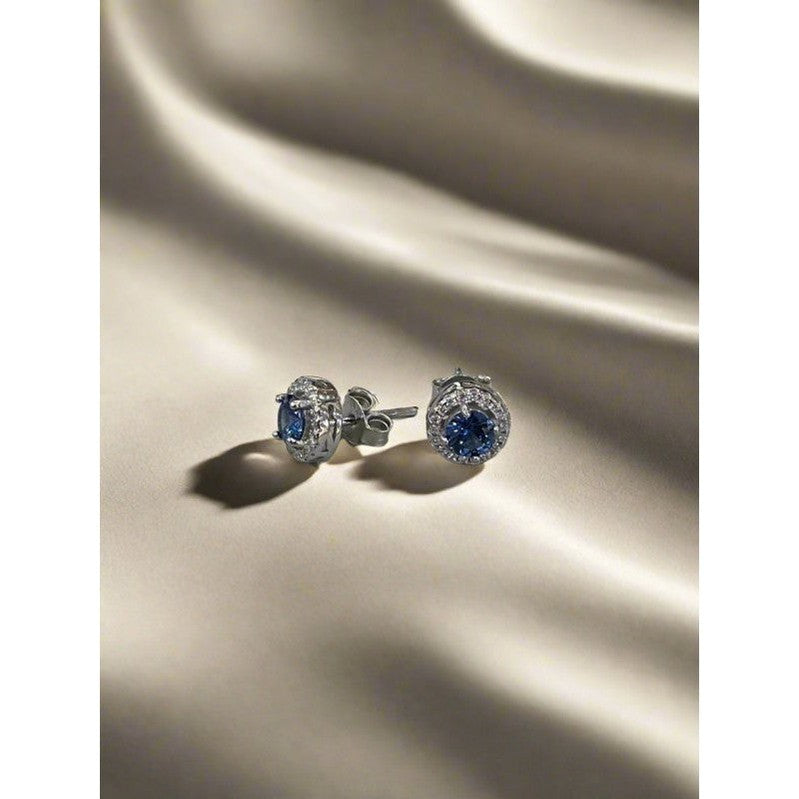 Sterling Silver Round Sapphire Set