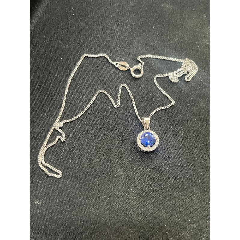 Sterling Silver Round Sapphire Set